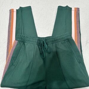 Spiritual Gangster Green Joggers with Multicolor Stripes